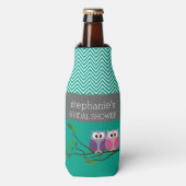 フクロウカップルonブランチブライダルシャワーの好意 ボトルクーラー (ボトル正面)
