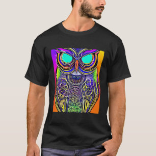 フクロウカラフルイラストレーション芸術的フクロウ恋人 Tシャツ