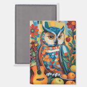 フクロウカラフルスチルライフポートレート マグネット (正面/裏面)