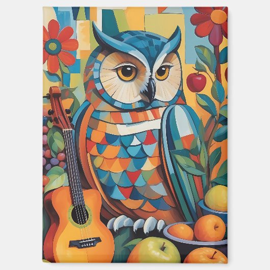 フクロウカラフルスチルライフポートレート マグネット (正面)