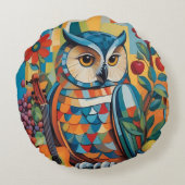 フクロウカラフルスチルライフポートレート ラウンドクッション (裏面)