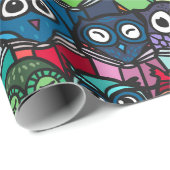 フクロウカラフルズの読キュートな継ぎ目パターン ラッピングペーパー (ロールコーナー)