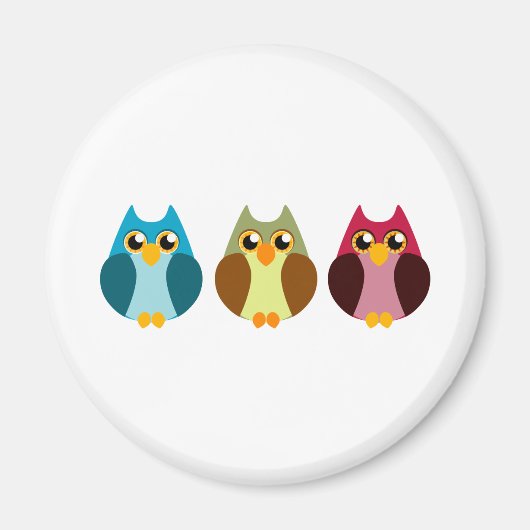 フクロウカラフルトリオ マグネット (正面)