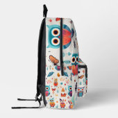 フクロウカラフルパターン印刷バックパック プリントバックパック (左)