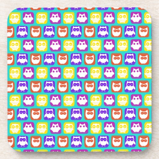 フクロウカラフルパターン コースター (正面)