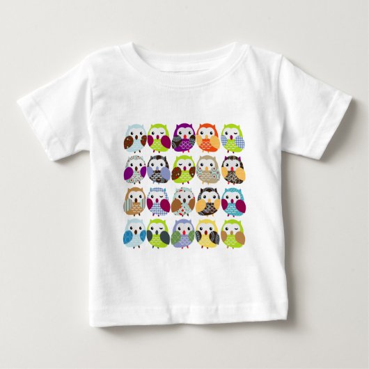 フクロウカラフルパターン ベビーTシャツ (正面)