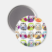 フクロウカラフルパターン マグネット (正面/裏面)