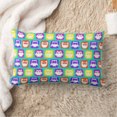 フクロウカラフルパターン ランバークッション (ブランケット)