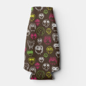 フクロウカラフルルの陰影パターン ボトルクーラー (正面)