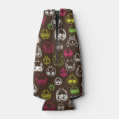 フクロウカラフルルの陰影パターン ボトルクーラー (裏面)