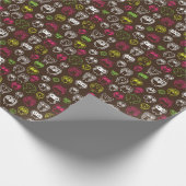フクロウカラフルルの陰影パターン ラッピングペーパー (角)