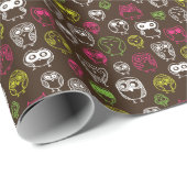 フクロウカラフルルの陰影パターン ラッピングペーパー (ロールコーナー)