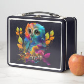 フクロウカラフル抽象芸術 メタルランチボックス (インサイチュ)