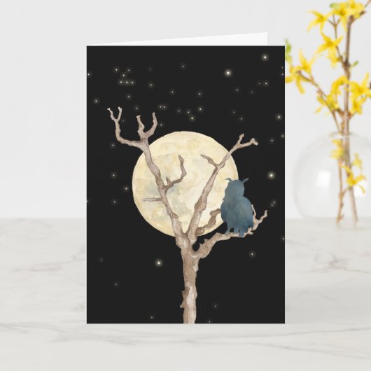 フクロウカード カード (黄色い花)