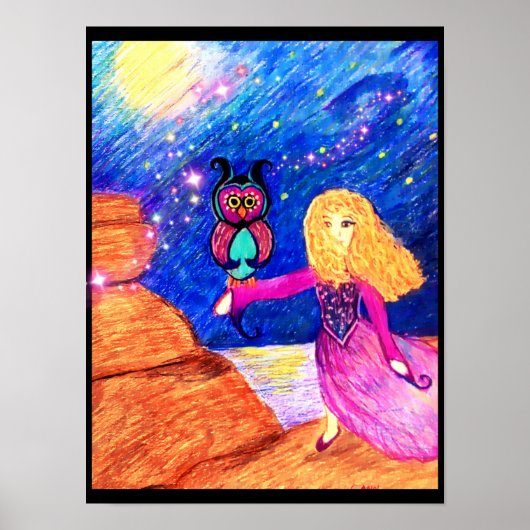 フクロウガーディアンイラストレーションバイカロルゼック ポスター (正面)