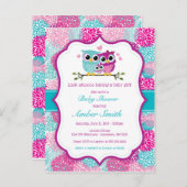 フクロウガールベビーシャワー招待状 インビテーションポストカード (正面/裏面)