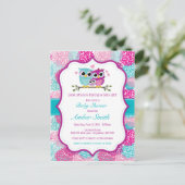 フクロウガールベビーシャワー招待状 インビテーションポストカード (スタンド正面)