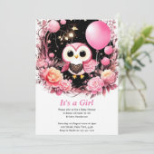 フクロウガールベビーシャワー招待状 招待状 (スタンド正面)