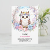フクロウキッズガール誕生日招待状 招待状 (スタンド正面)