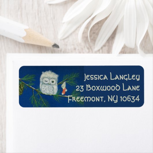 フクロウクユーモアのあるリスマスストッキング住所 シール (インサイチュ)