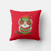 フクロウクリスマスキュートおもしろいホリデーキッズ クッション (裏面)