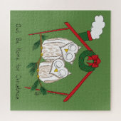 フクロウクリスマスキュートおもしろいホリデー ジグソーパズル (横)