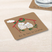 フクロウクリスマスキュートおもしろいホリデー スクエアペーパーコースター (アングル)