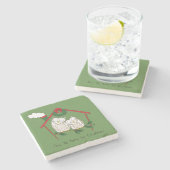 フクロウクリスマスキュートおもしろいホリデー ストーンコースター (横)