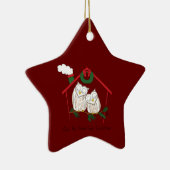 フクロウクリスマスキュートおもしろいホリデー セラミックオーナメント (右)