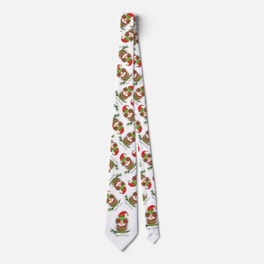 フクロウクリスマスキュートおもしろいホリデー ネクタイ (正面)