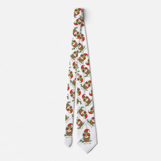 フクロウクリスマスキュートおもしろいホリデー ネクタイ (裏面)