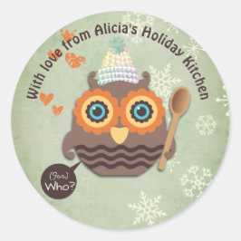 フクロウクリスマスベーキングクッキー自家製お菓子 ラウンドシール