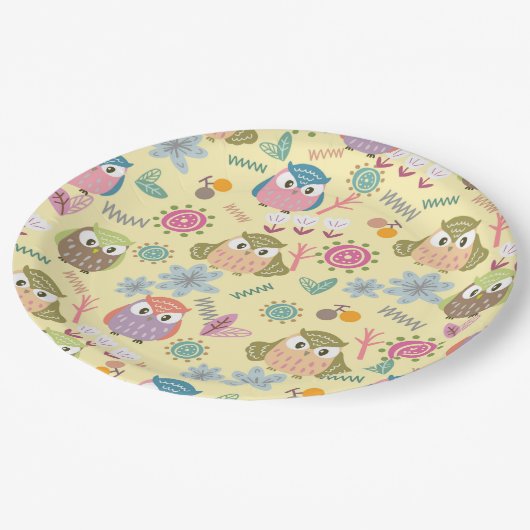 フクロウクリーム ペーパープレート (アングル)