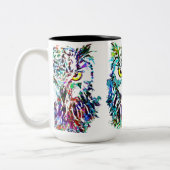 フクロウコーヒーマグ |フロカラフルウ |抽象芸術フクロウ杯 ツートーンマグカップ (左)