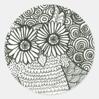 フクロウサイケデリックステッカー ラウンドシール