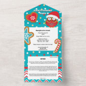 フクロウジンガーブレッドクッキーキャンディースノーレシピ オールインワン招待状 (内側)