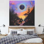 フクロウスカルブラックムーン魔法神秘的ウィッチーAIアート キャンバスプリント (インサイチュ (寝室))