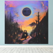 フクロウスカルブラックムーン魔法神秘的ウィッチーAIアート キャンバスプリント (インサイチュ (ウッドフロア))