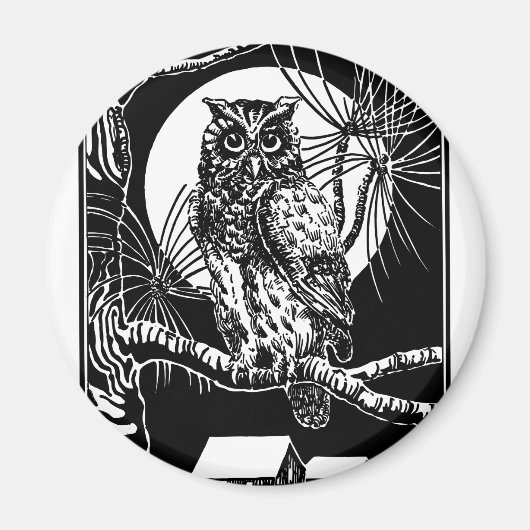 フクロウスケッチ マグネット (正面)