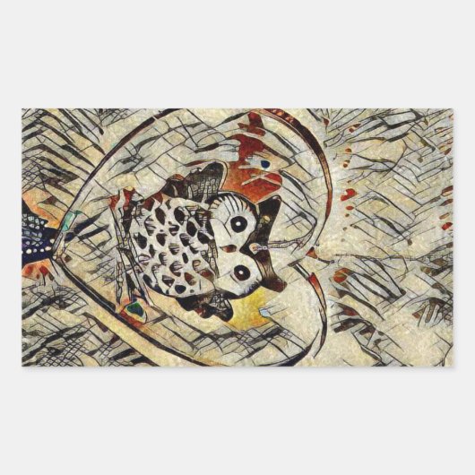 フクロウスケッチ 長方形シール (正面)