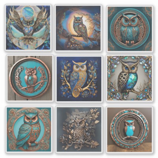フクロウステッカーコレクション シール (正面)