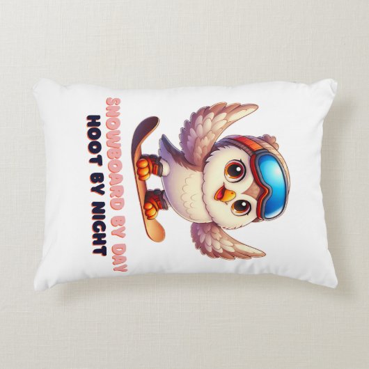 フクロウスノーボードスノーボーダーウィンタースポーツアドベンチャー アクセントクッション (正面)