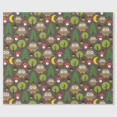 フクロウズインザフォレストラッピング紙 ラッピングペーパー (フラット)