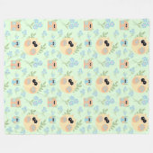 フクロウズパターン フリースブランケット (正面(横))