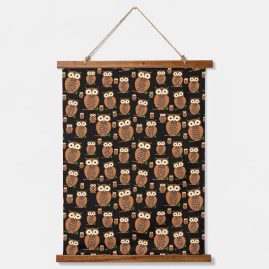 フクロウズパターン 吊り下げ型タペストリー (正面)