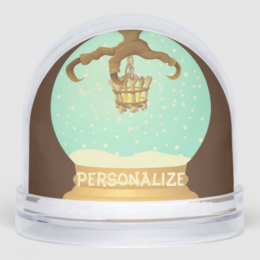フクロウタロンと骨シャンデリア秋スノーグローブ (正面)