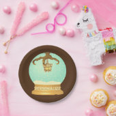 フクロウタロンと骨シャンデリア秋スノーグローブ ペーパープレート (パーティー)