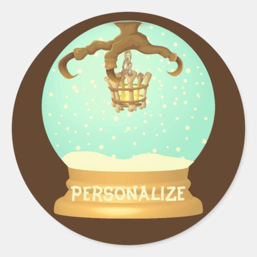フクロウタロンと骨シャンデリア秋スノーグローブ ラウンドシール (正面)