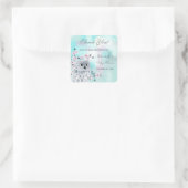 フクロウターコイズ |女の子の赤ちゃんシャワー |ありがとうございます スクエアシール (バッグ)