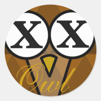 フクロウダイヤモンドラウンドスティッカー ラウンドシール